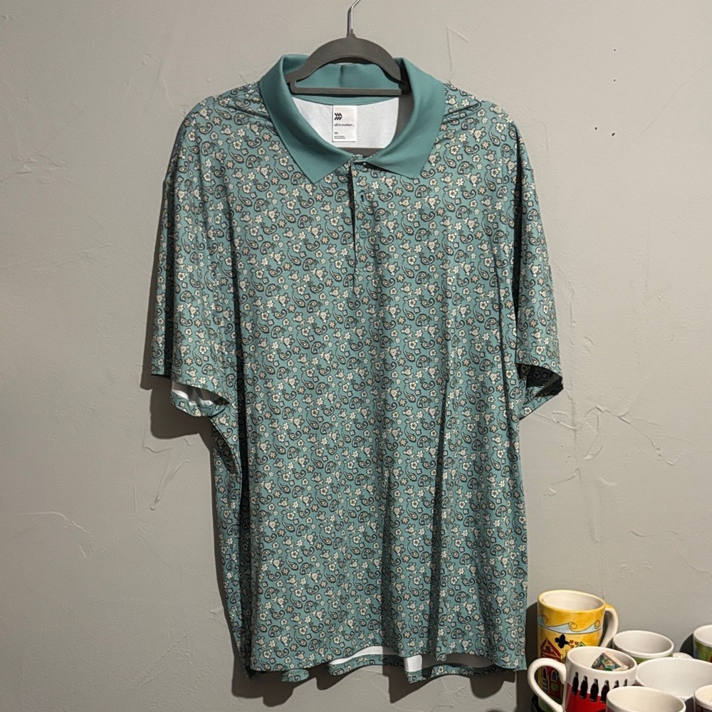 all in motion Teal Floral-Print Polo